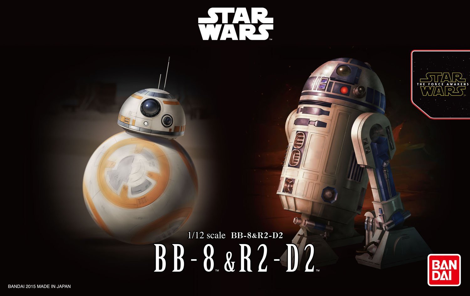 BB-8 and R2-D2 1/12th scale plastic model