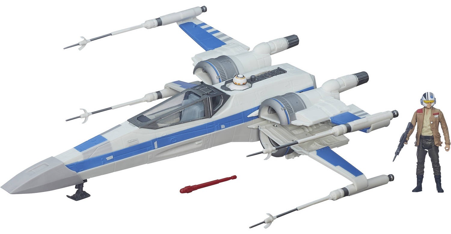 Resistance Blue X-Wing Fighter vehicle toy with figure 2