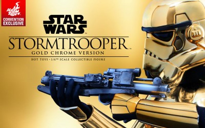 Pre-order now begins 1/6th scale Gold Chrome Plated Imperial Stormtrooper figure from Hot Toys, price revealed