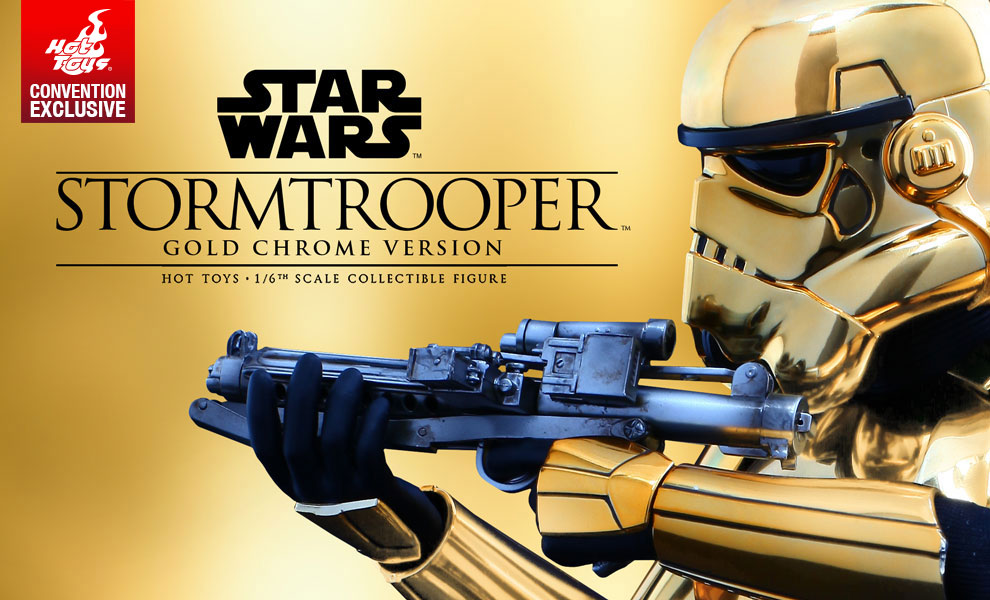 Pre-order now begins 1/6th scale Gold Chrome Plated Imperial Stormtrooper figure from Hot Toys, price revealed