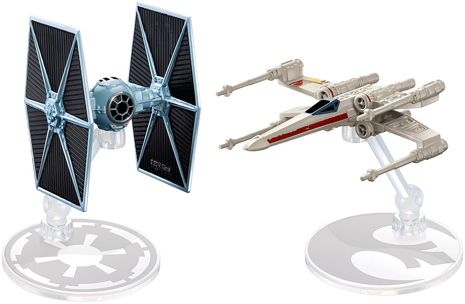 Rogue One Hot Wheels Tie Fighter Blue vs. X-Wing Red 2 Wings Open Vehicle toy 2-pack 2