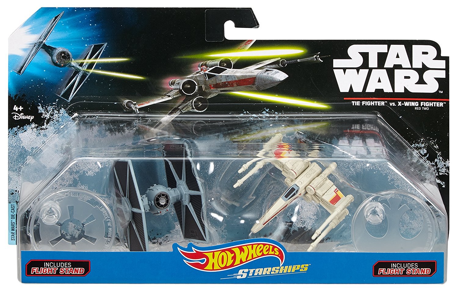 Rogue One Hot Wheels Tie Fighter Blue vs. X-Wing Red 2 Wings Open Vehicle toy 2-pack 1