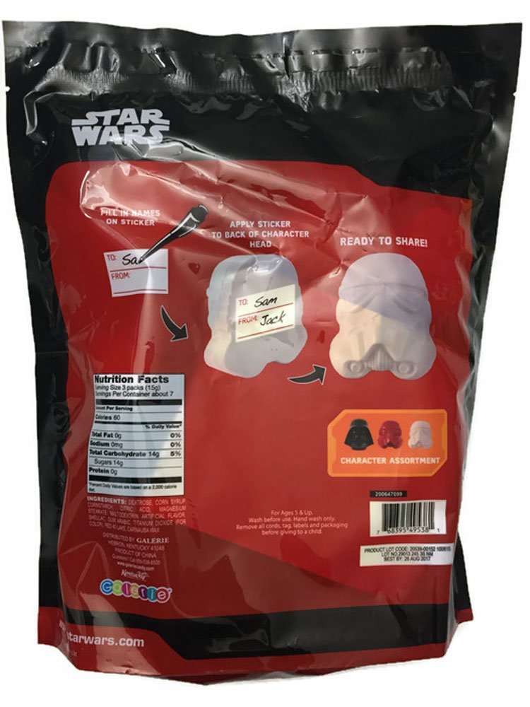 FA CE Plastic Bag Darth Vader and Stormtrooper Valentine helmet shaped candy 2