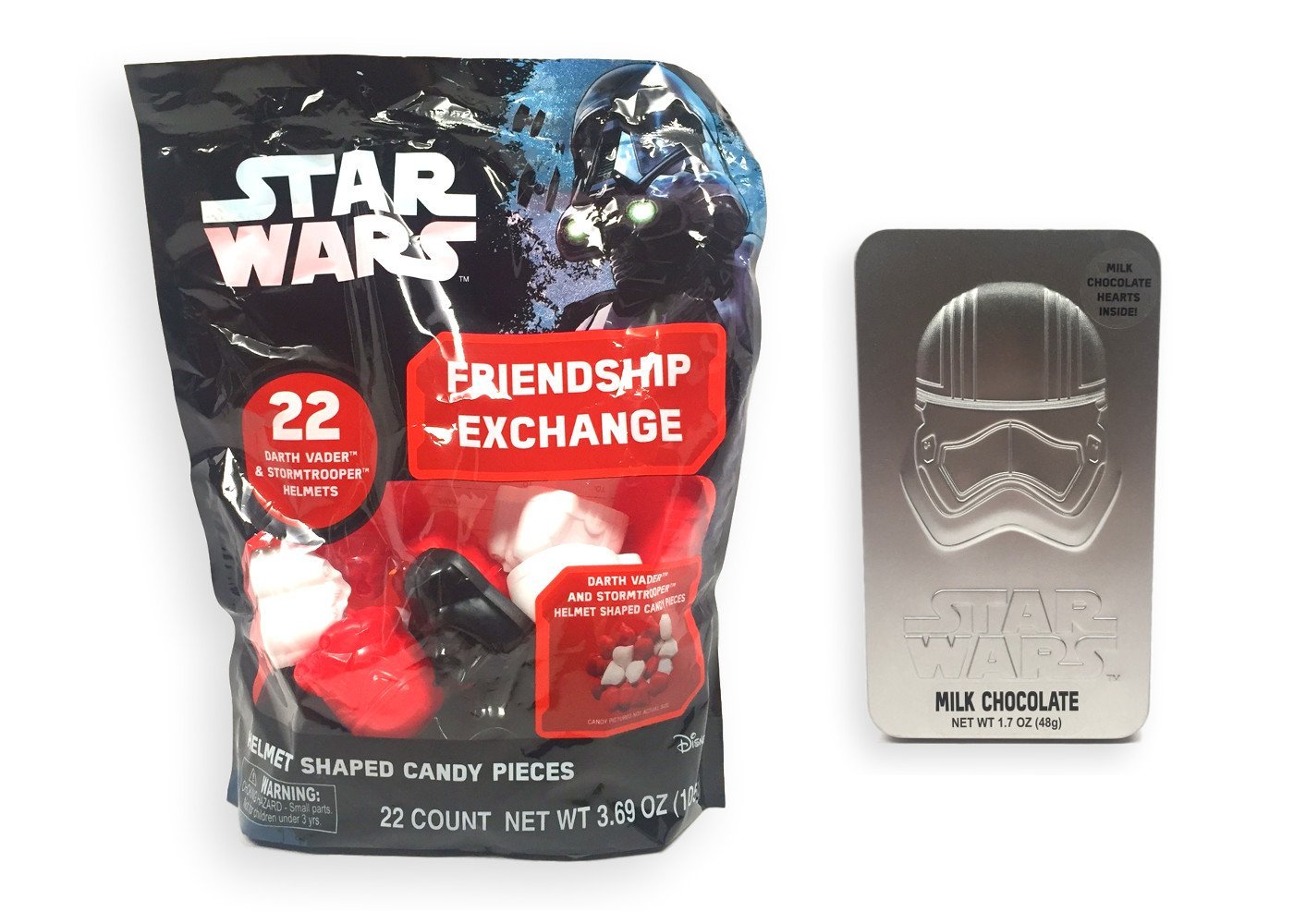 RO CE Plastic Bag Darth Vader and Stormtrooper Valentine helmet shaped candy (Stormtrooper Chocolate Gift Tin included) 1