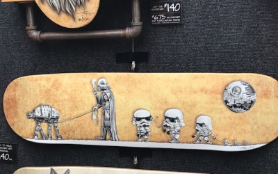 Artist combines skateboards, pencils, and Star Wars