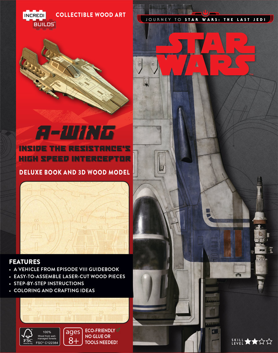 TLJ Resistance A-Wing Fighter Deluxe Book and 3D Wood Model Set