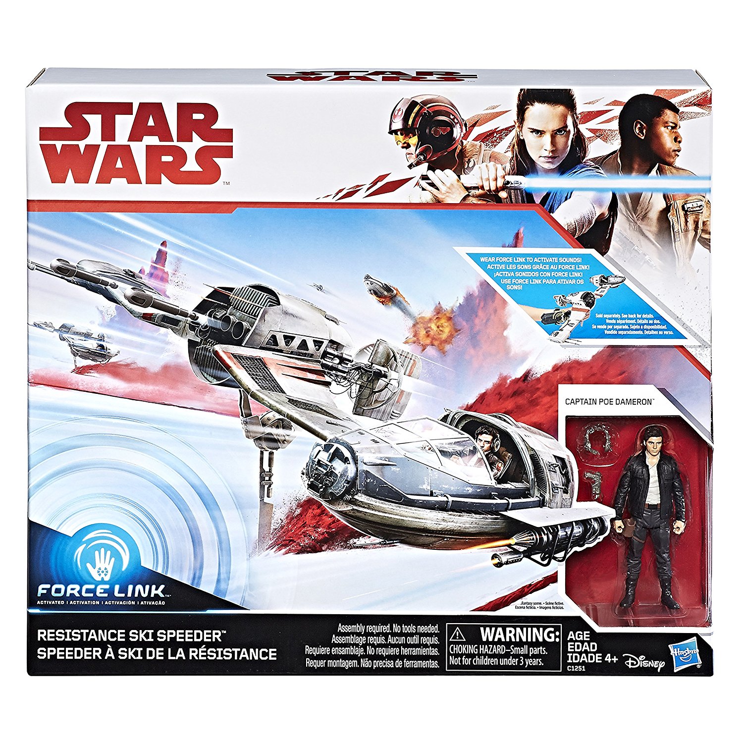 TLJ Resistance Ski Speeder Vehicle Toy with Captain Poe Dameron Figure 1