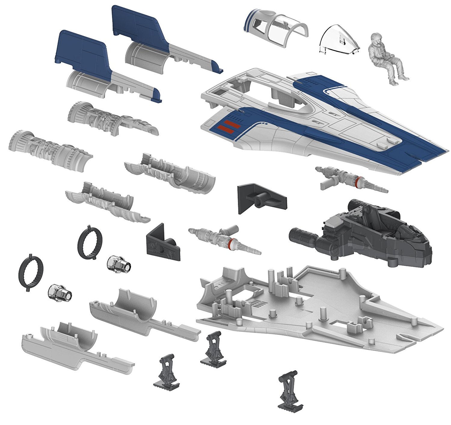TLJ Revel (Blue) Resistance A-Wing Fighter Model Kit 4