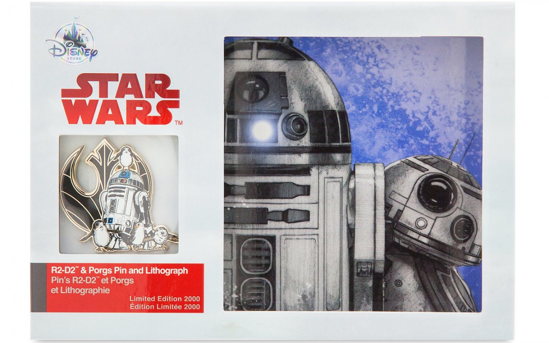 New Last Jedi R2-D2 and Porgs Pin and Lithograph Set available on ShopDisney.com