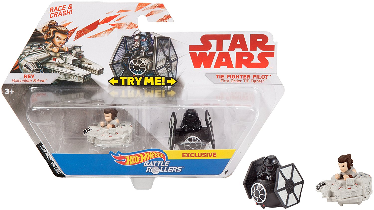 TLJ HW Rey Vs First Order Tie Fighter Pilot Battle Rollers Vehicle 2-Pack 3