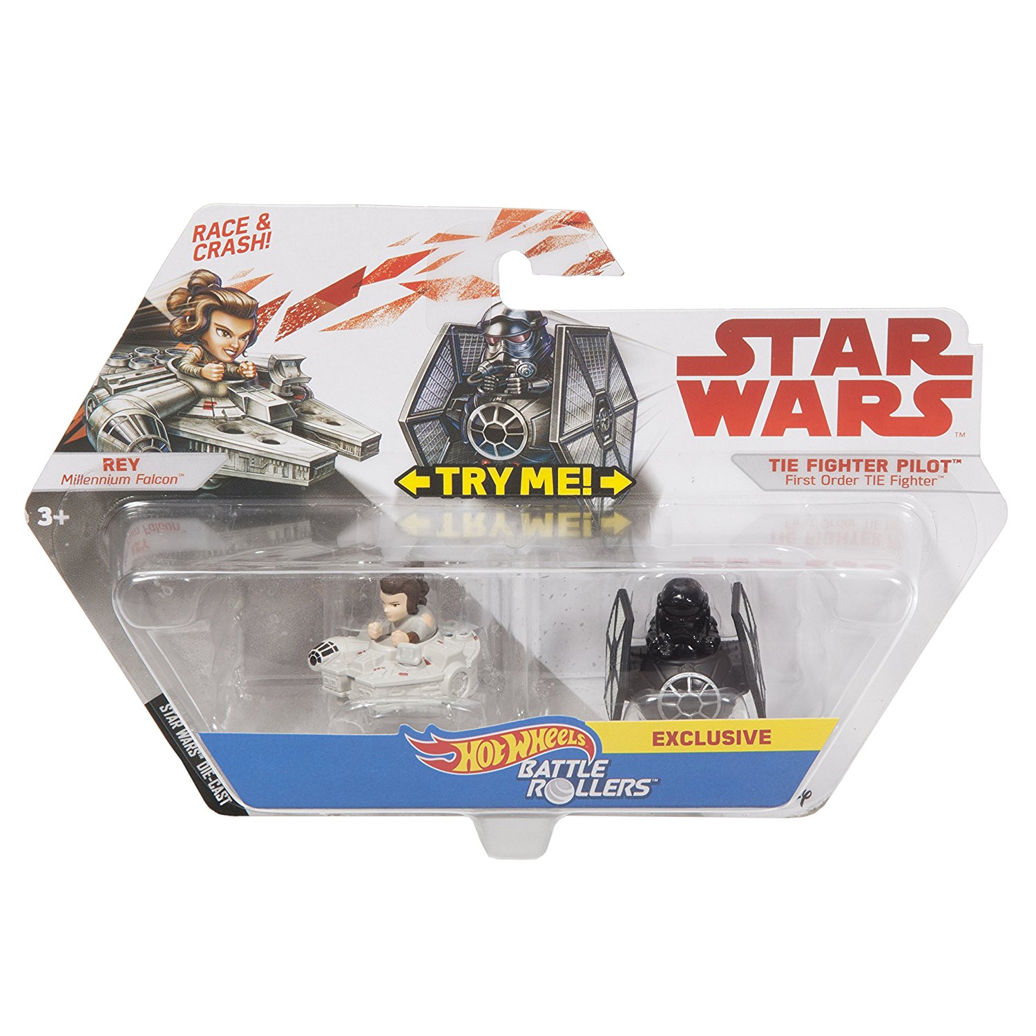 TLJ HW Rey Vs First Order Tie Fighter Pilot Battle Rollers Vehicle 2-Pack 1