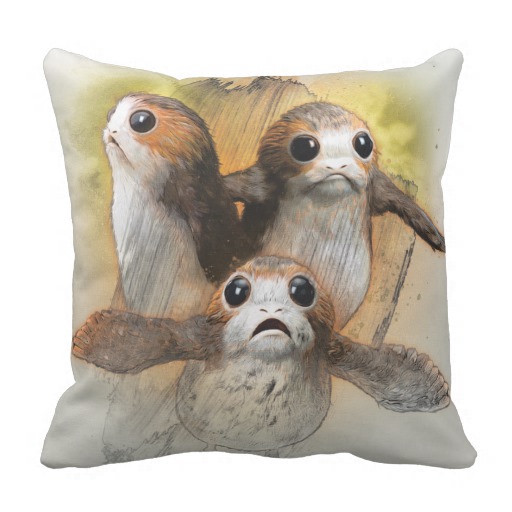 TLJ Porgs Graphic Sketch Throw Pillow