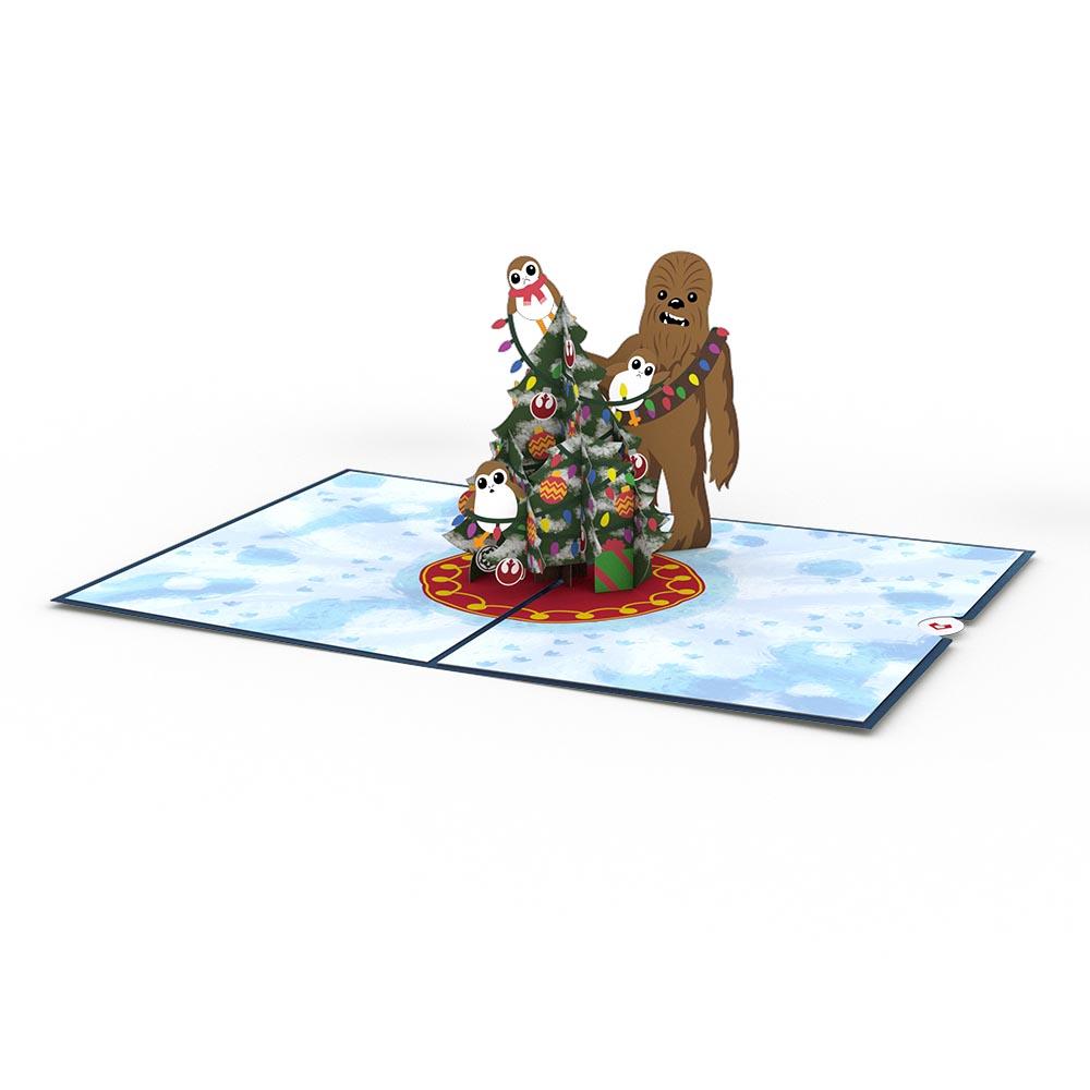 SW Festive Chewie and Porgs Christmas 3D card 2