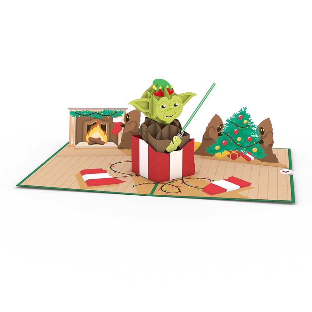 SW Festive Yoda Present Christmas 3D card 2