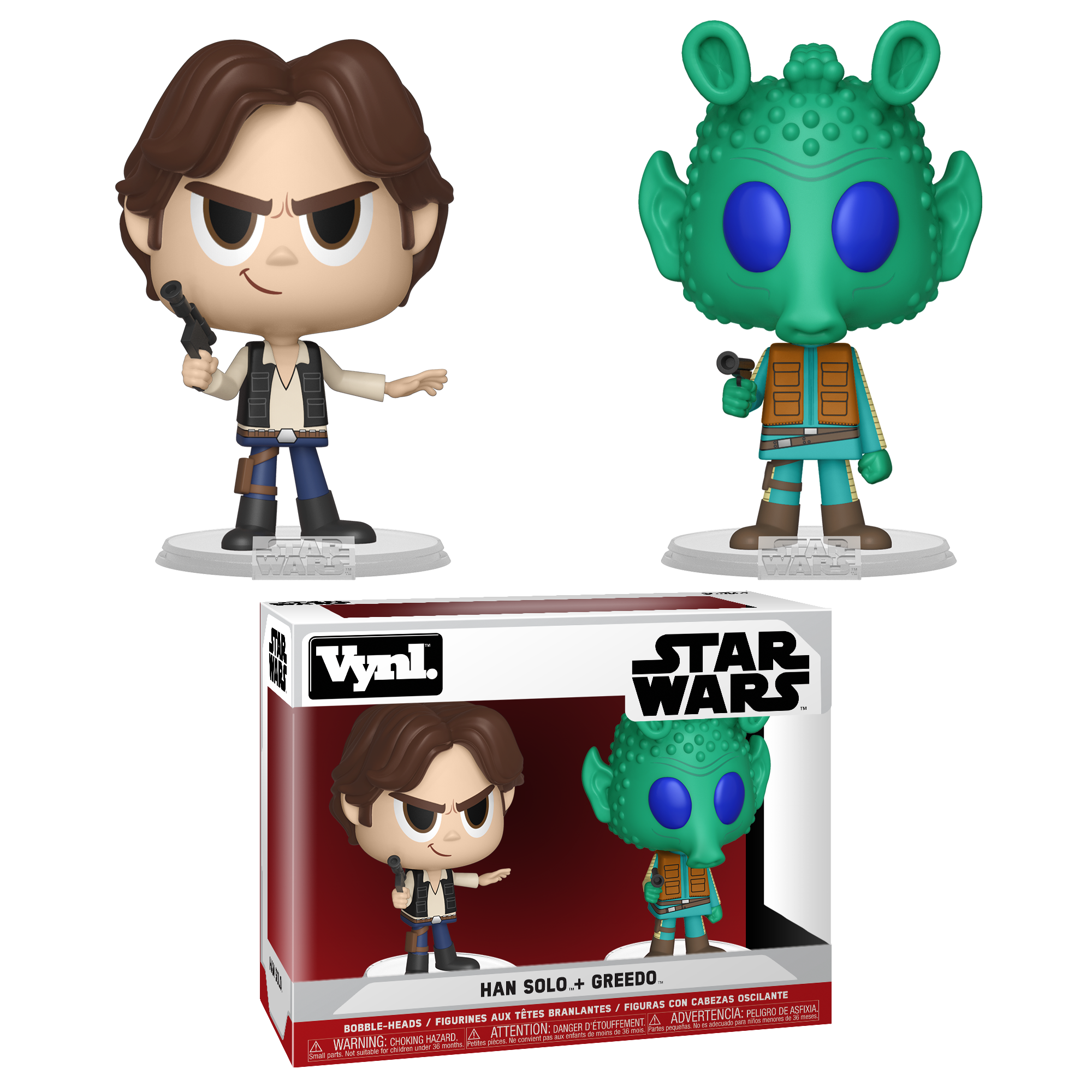 ANH FP Han Solo & Greedo Vynl Bobble Head Toy 2-pack