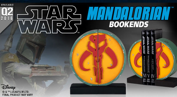 New Star Wars Boba Fett Mandalorian Symbol Bookends now available!