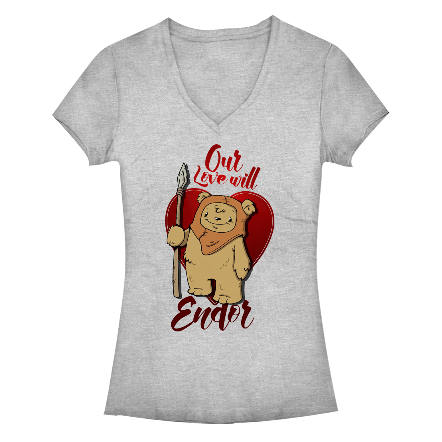 SW "Love Will Endor" Valentine's Day V-Neck T-Shirt