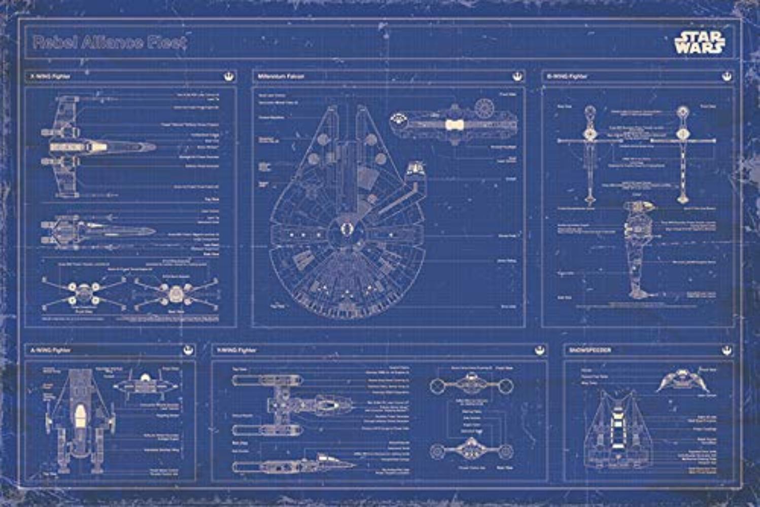 SW Rebel Alliance Fleet Blueprint Poster