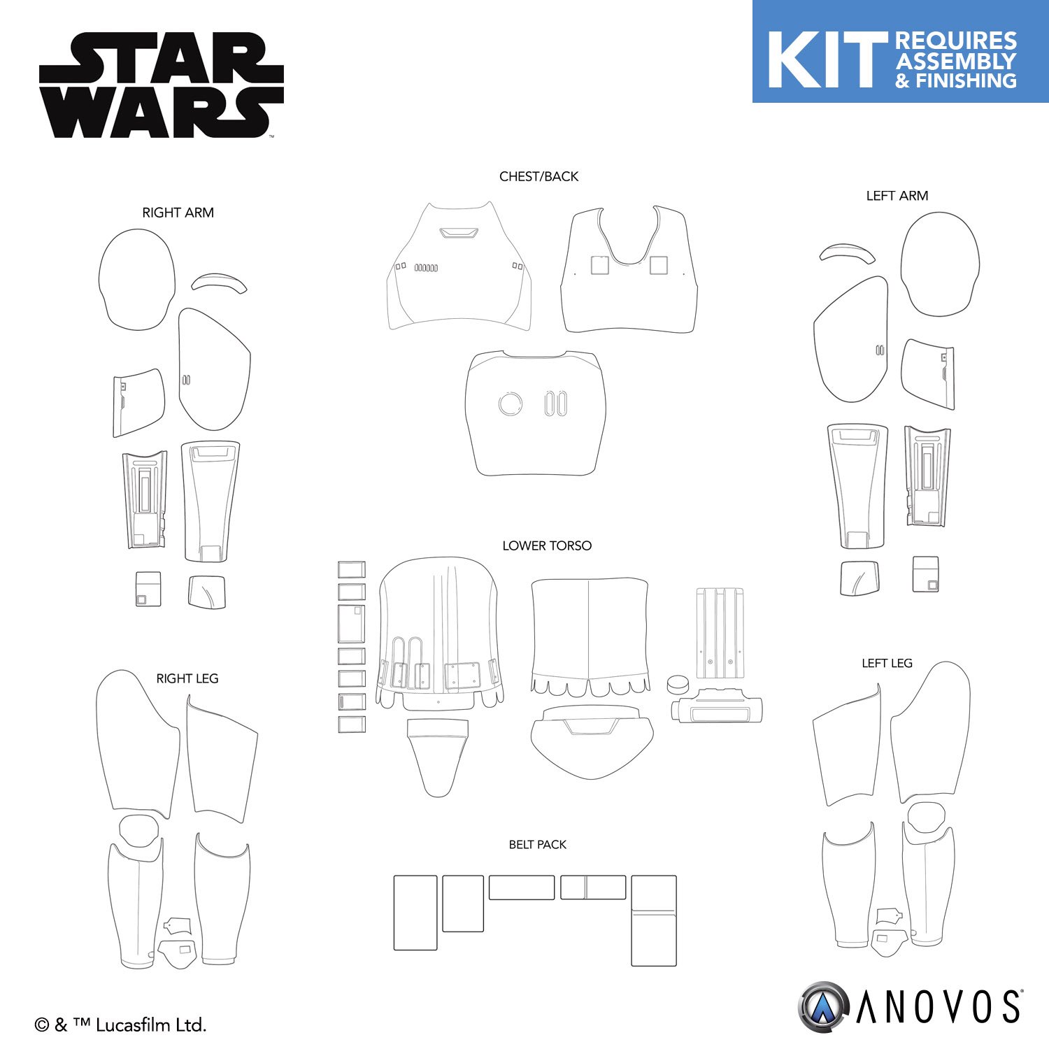 TLJ FO Stormtrooper Replacement Parts Armor Kit 1