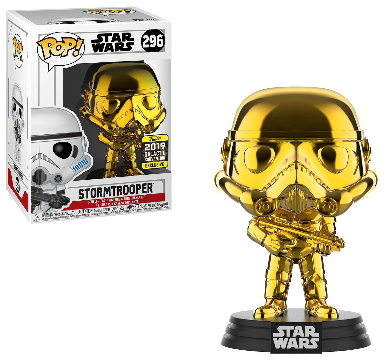 SW FP Imperial Stormtrooper Gold Chrome Bobble Head Toy