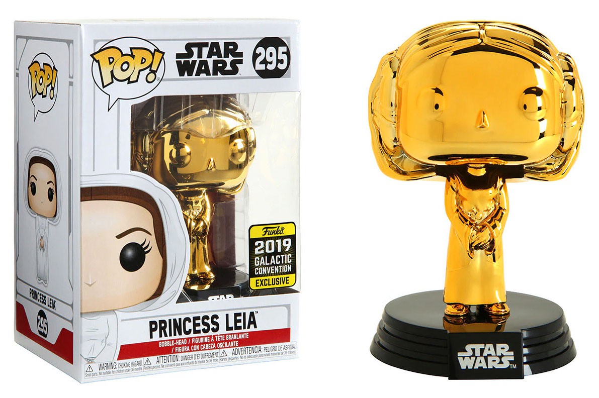 SW FP Princess Leia Gold Chrome Bobble Head Toy