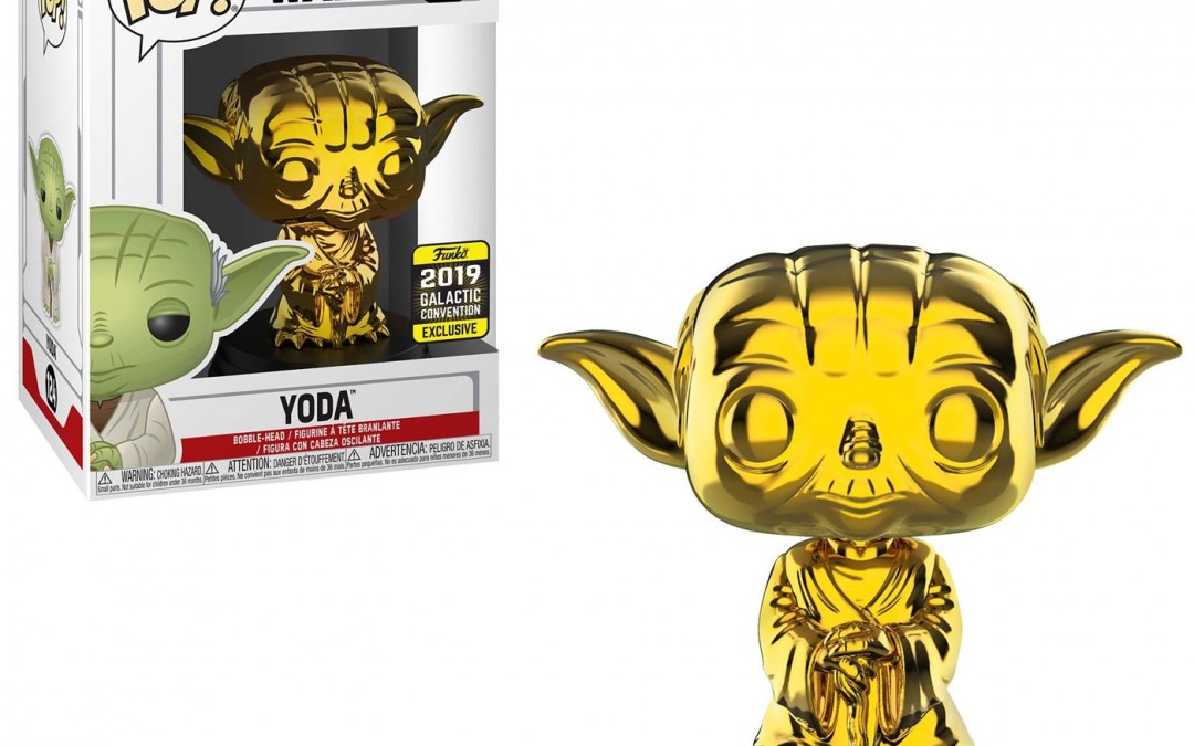 New Star Wars Funko Yoda Gold Chrome Bobble Head Toy available now!