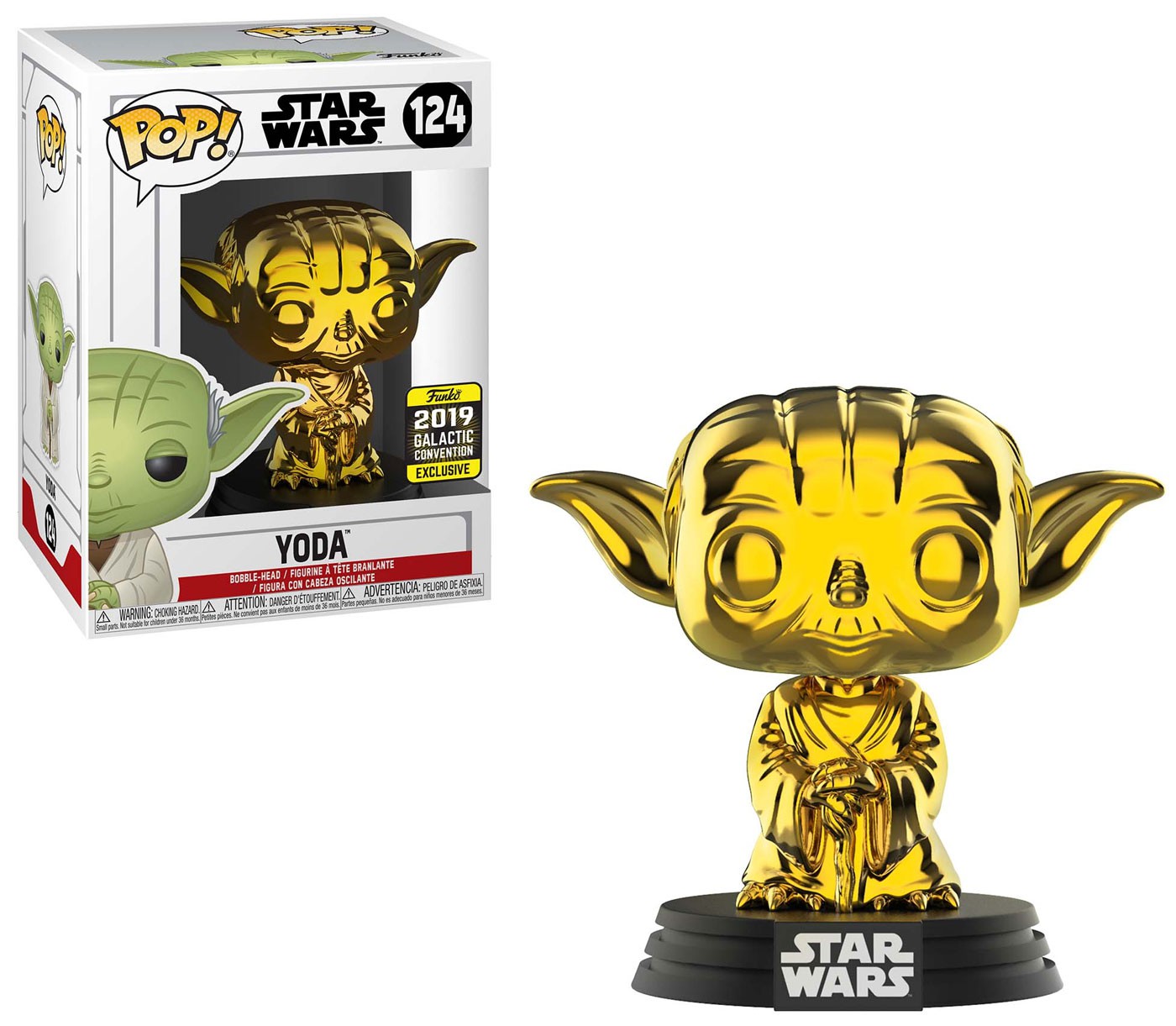 SW FP Yoda Gold Chrome Bobble Head Toy