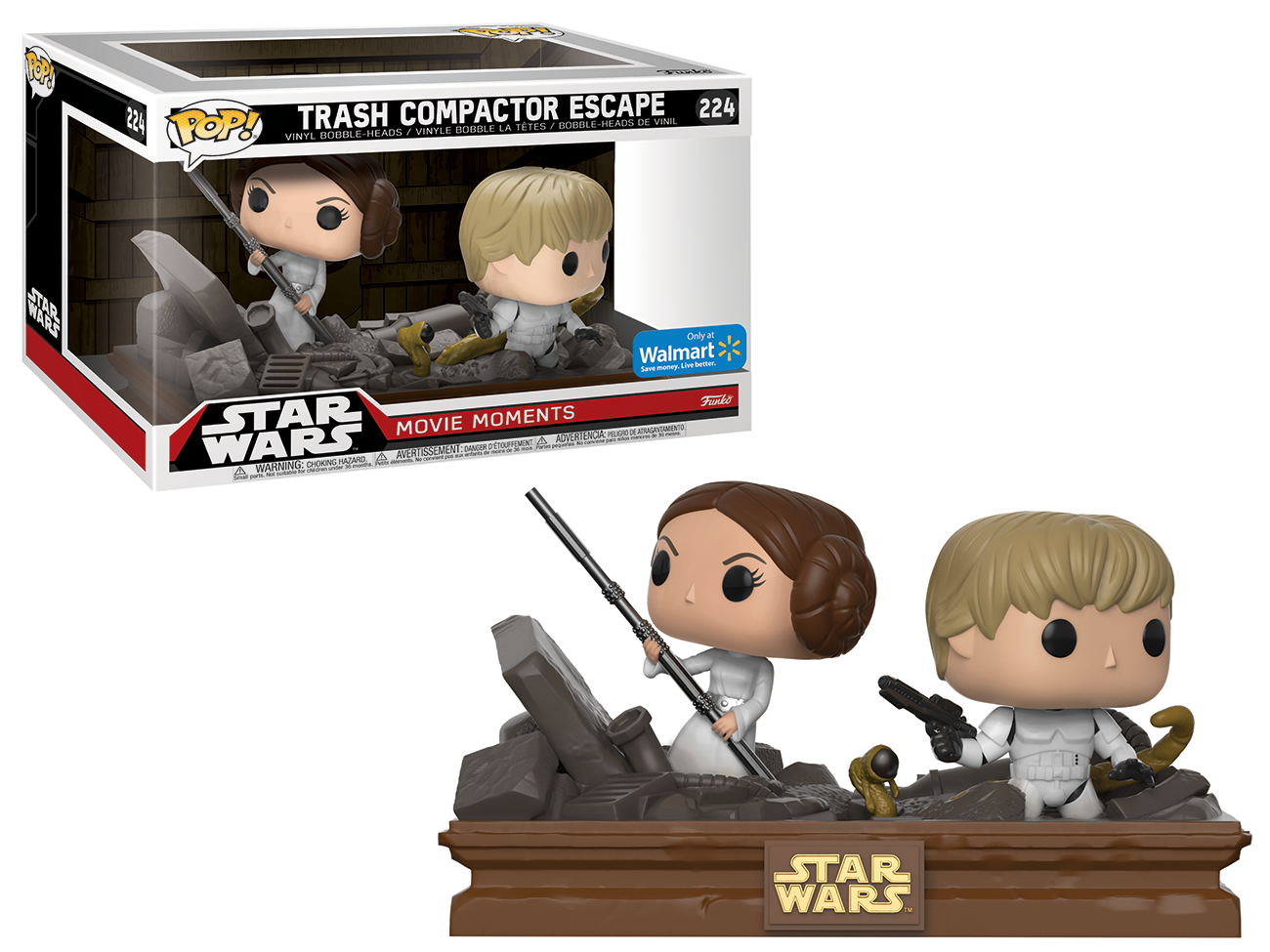 ANH MM Luke Skywalker and Princess Leia Trash Compactor Bobble Head Toy Set