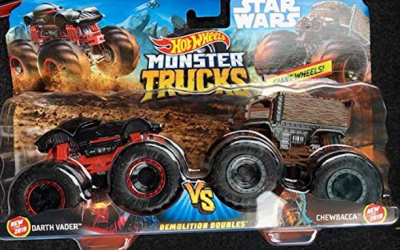 New Darth Vader vs Chewbacca Demolition Doubles Monster Trucks Set available!