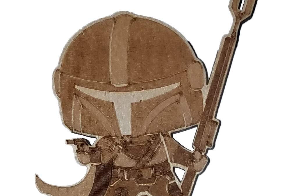 New The Mandalorian Mando Wooden Engraved Magnet available!