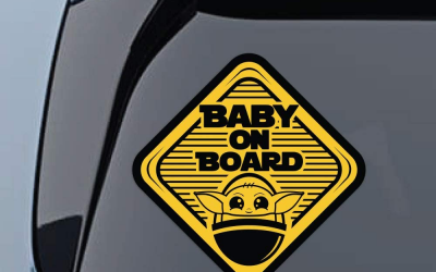 New The Mandalorian Baby On Board Large Vinyl Decal Stickers 2-Pack available!