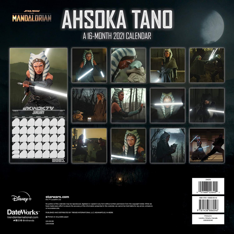 New The Mandalorian Ahsoka Tano 2021 Wall Calendar available! The