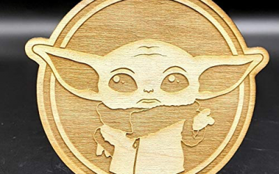 New The Mandalorian The Child (Grogu) Wood Engraved Coasters Set available!