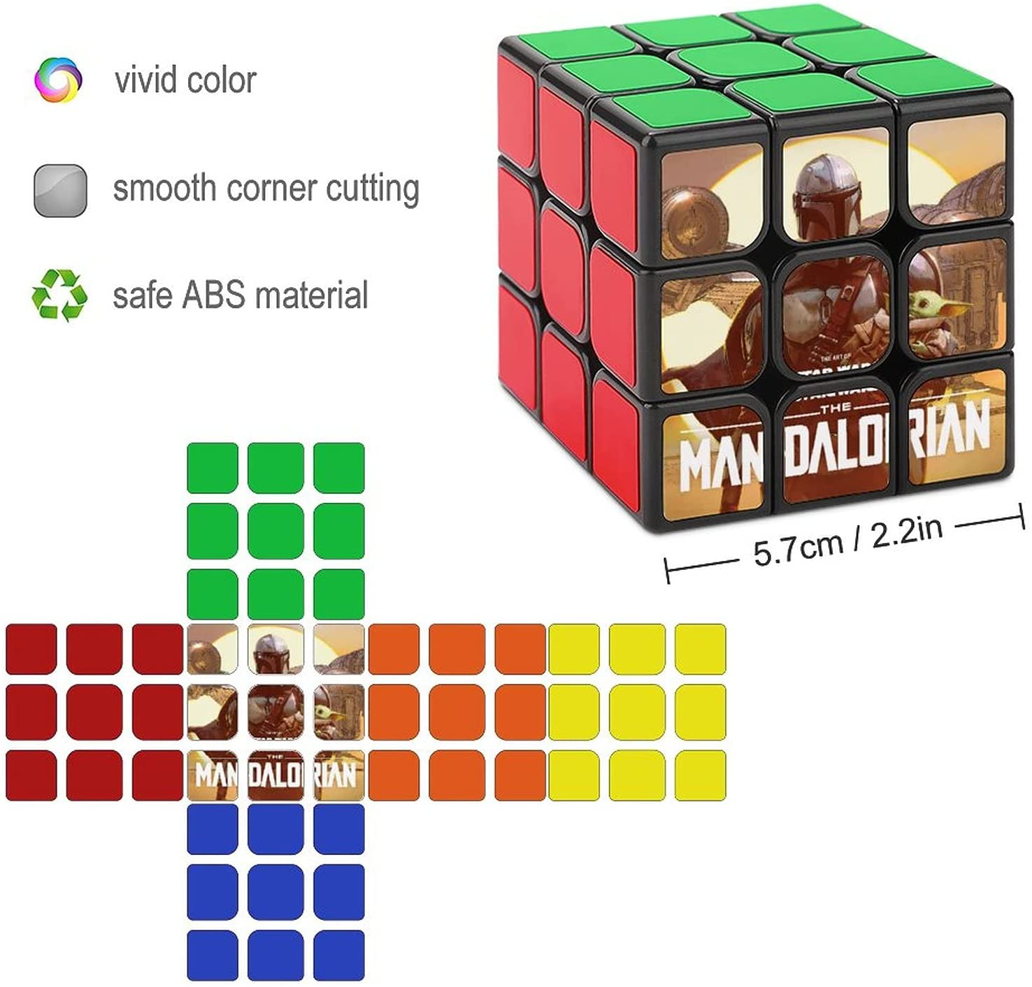 TM Mando (Din Djarin) and The Child (Grogu) Art Print Rubik Cube Toy 2