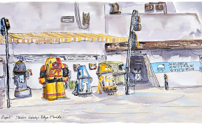 New Galaxy's Edge Droid Depot Theme Park Art Print available!