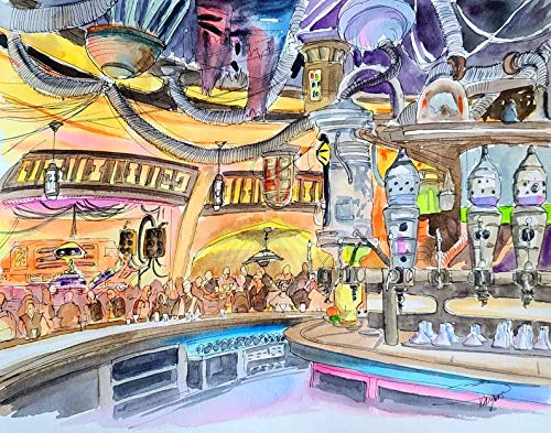 New Galaxy's Edge Oga's Cantina Theme Park Art Print available!