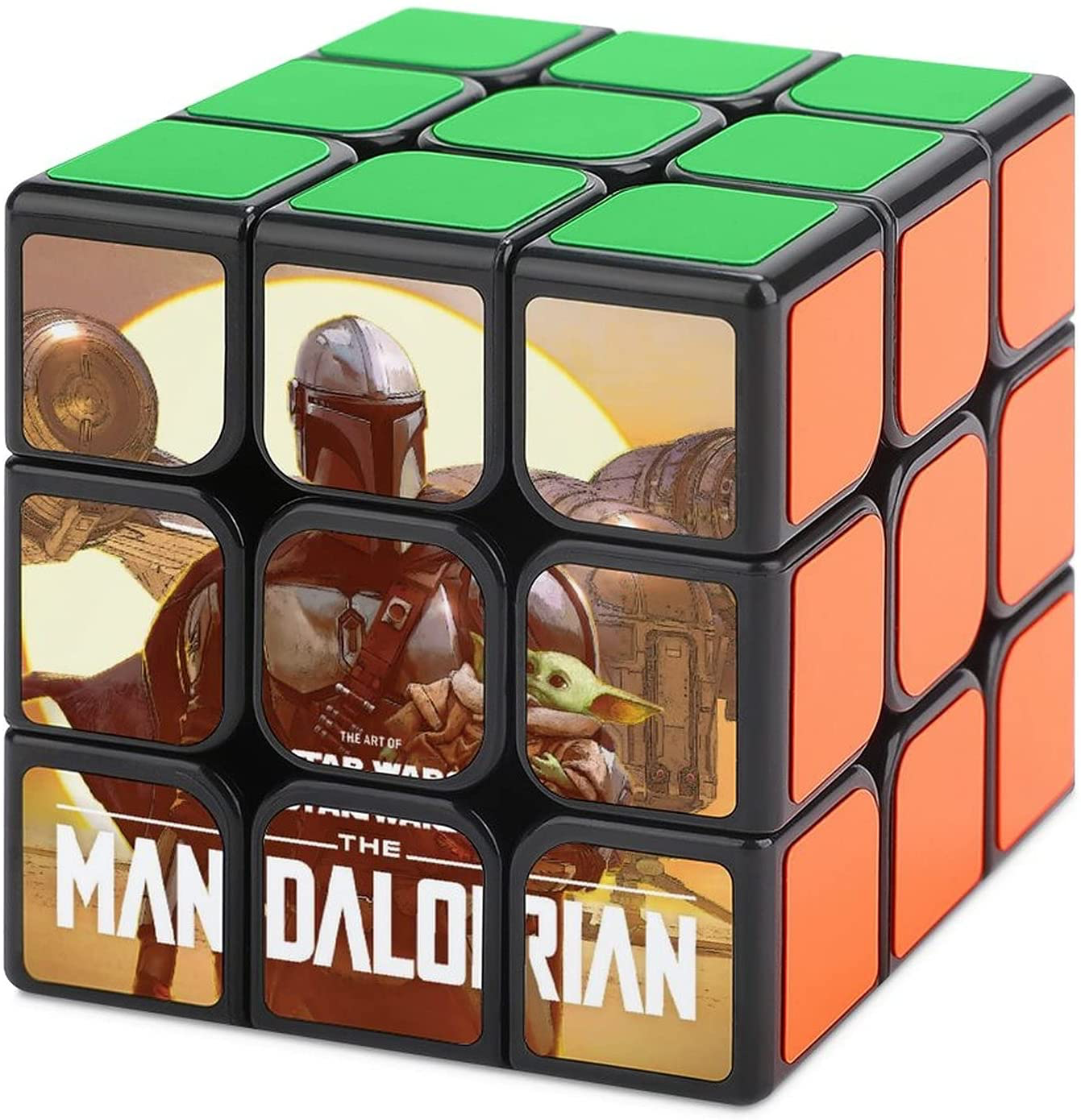 TM Mando (Din Djarin) and The Child (Grogu) Art Print Rubik Cube Toy 1