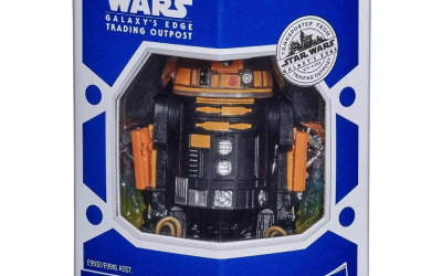 New Galaxy's Edge Trading Outpost Depot Orange & Black Astromech Droid Figure available!