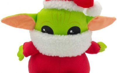 New The Mandalorian The Child (Grogu) Christmas Santa Sitting Pose Squeaker Dog Toy available!