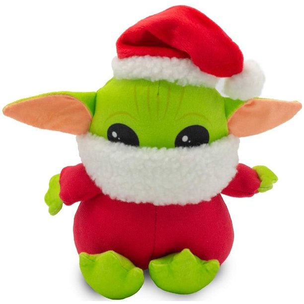 New The Mandalorian The Child (Grogu) Christmas Santa Sitting Pose Squeaker Dog Toy available!