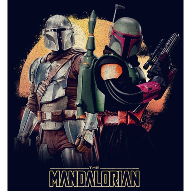 TM Mando (Din Djarin) and Boba Fett Honor the Deal Graphic Navy Blue T-Shirt 2