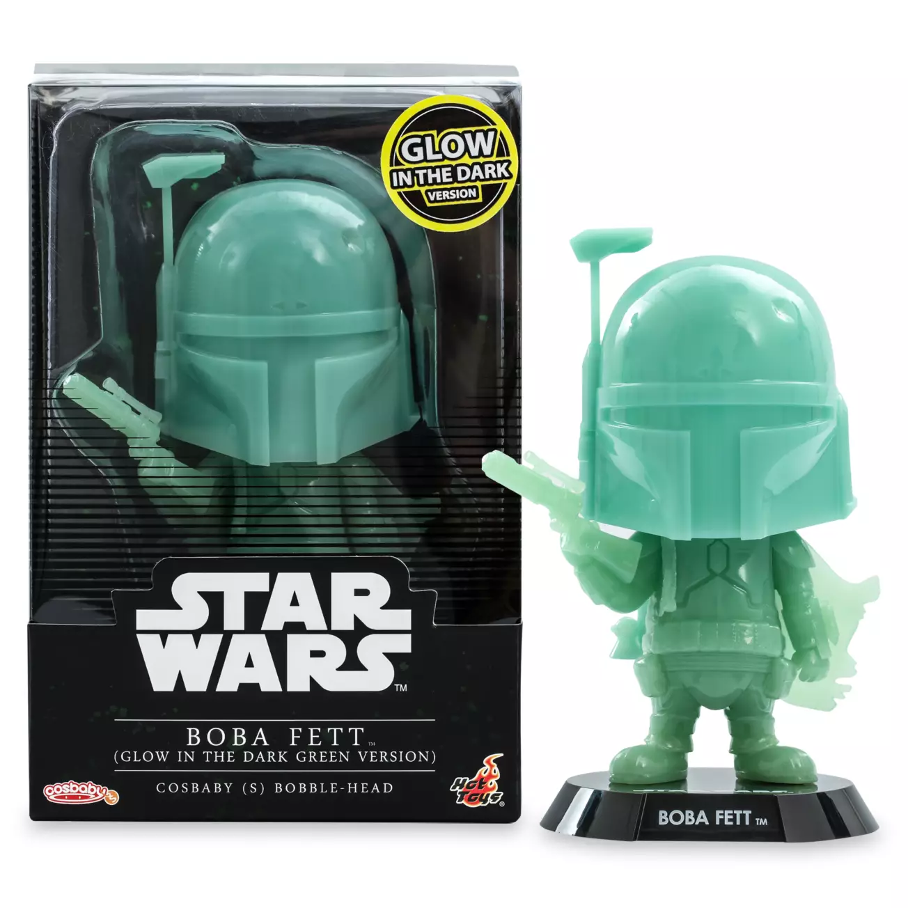 New Star Wars Boba Fett Glow in the Dark Green Cosbaby BobbleHead Toy