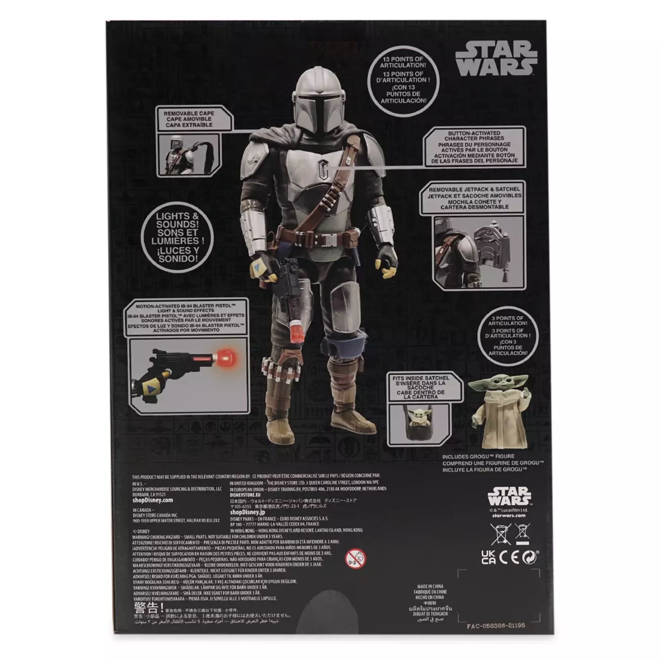 New The Mandalorian Mando (Din Djarin) with Grogu Talking Figure ...