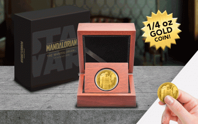 New The Mandalorian Mando (Din Djarin) ¼ oz Gold Coin available now!