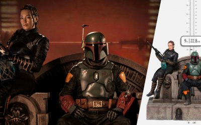 New The Book of Boba Fett themed Boba Fett & Fennec Shand on Throne Deluxe 1:10 Scale Statue available!