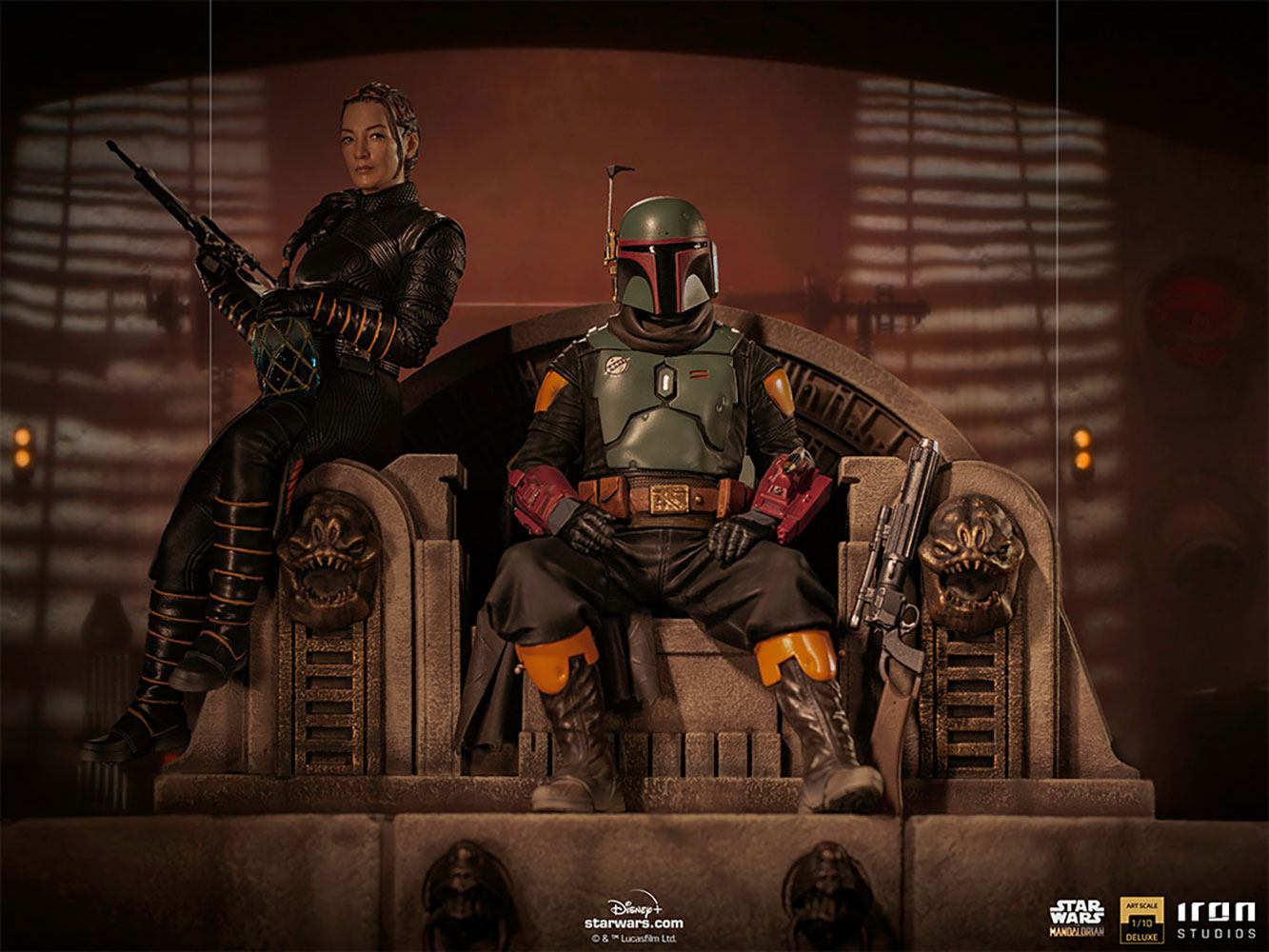 TBOBF Boba Fett & Fennec Shand on Throne Deluxe 1:10 Scale Statue 5