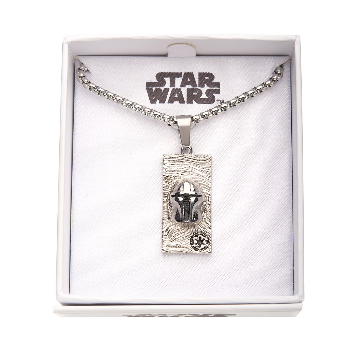 TM Stainless Steel Raised Helmet Beskar Credit Pendant Necklace 2