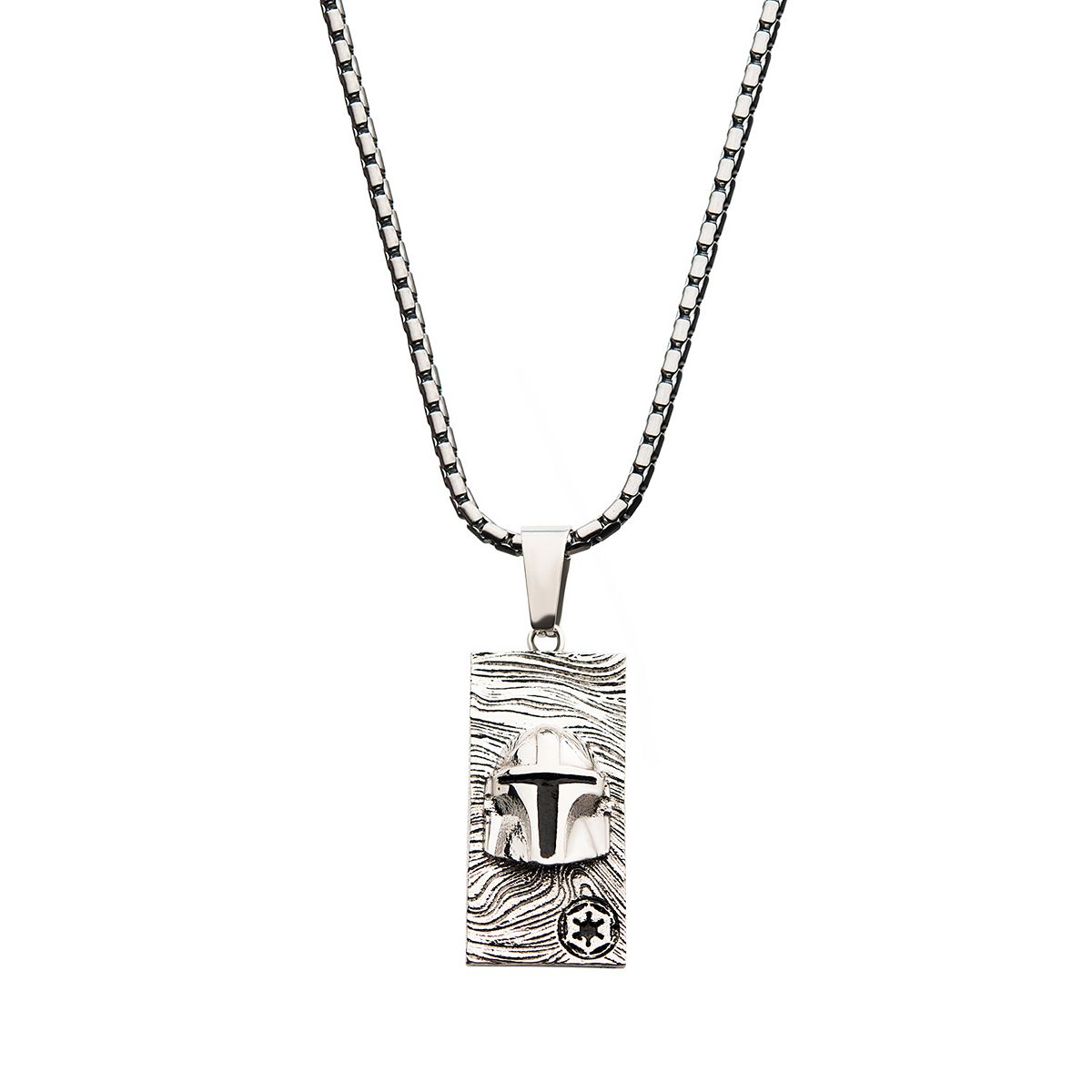 TM Stainless Steel Raised Helmet Beskar Credit Pendant Necklace 3