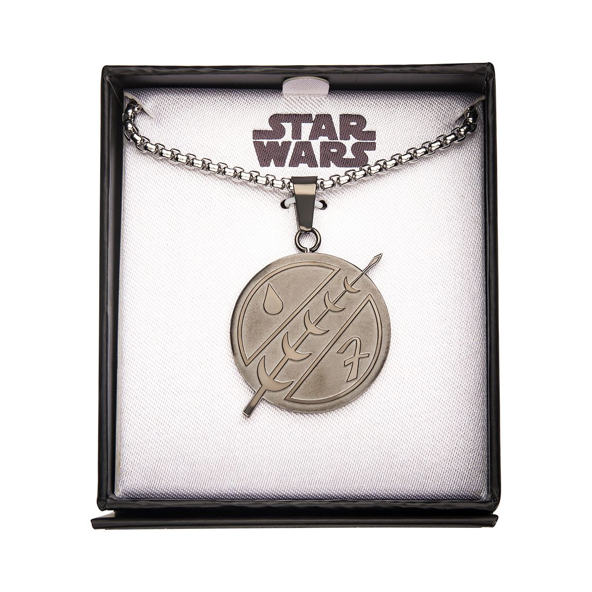 SW Stainless Steel Boba Fett Symbol Pendant Necklace 1