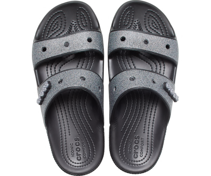 TM Darksaber Black Colored Classic Crocs Glitter Sandals 1
